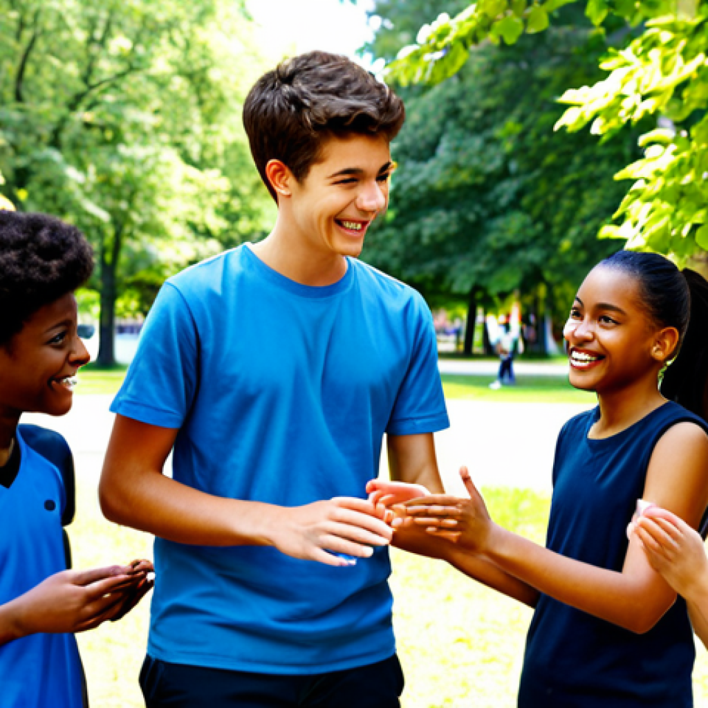 **

"A professional youth leader, fully clothed in appropriate attire, mentoring a group of diverse teenagers outdoors in a sunny park setting. They are engaged in a team-building activity, smiling and interacting positively. Safe for work, appropriate content, family-friendly, perfect anatomy, correct proportions, natural pose, well-formed hands, proper finger count, natural body proportions, professional photography, high quality."

**