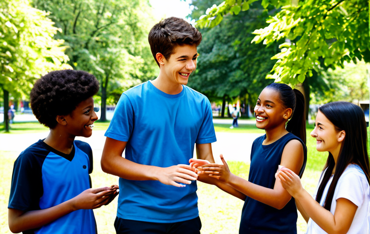 **

"A professional youth leader, fully clothed in appropriate attire, mentoring a group of diverse teenagers outdoors in a sunny park setting. They are engaged in a team-building activity, smiling and interacting positively. Safe for work, appropriate content, family-friendly, perfect anatomy, correct proportions, natural pose, well-formed hands, proper finger count, natural body proportions, professional photography, high quality."

**